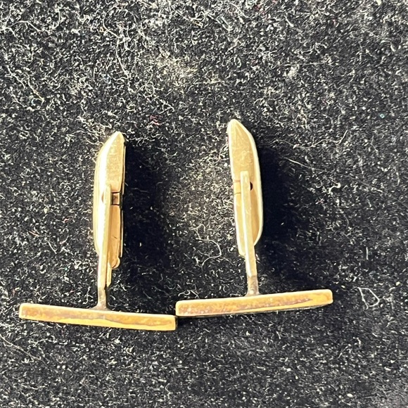 Vintage Modernist Maisabel Metals Cufflinks Silver 925 Mexico goldtone malachite - Picture 4 of 8